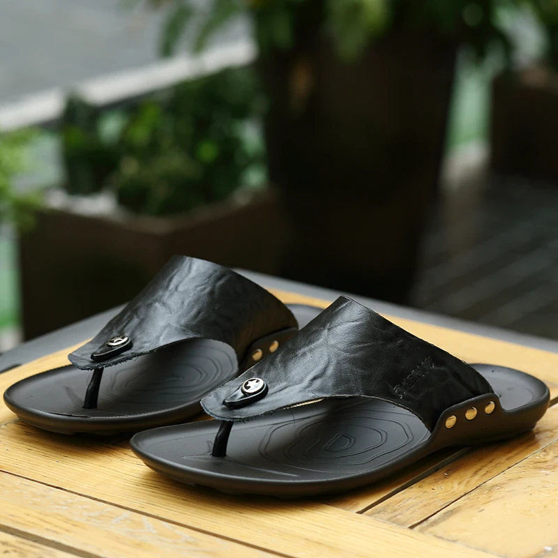 

Мужские Вьетнамки; шлепанцы; Черная пляжная обувь; сандалии на плоской подошве; дизайнерские мужские шлепанцы; Летняя обувь; модные шлепанц...