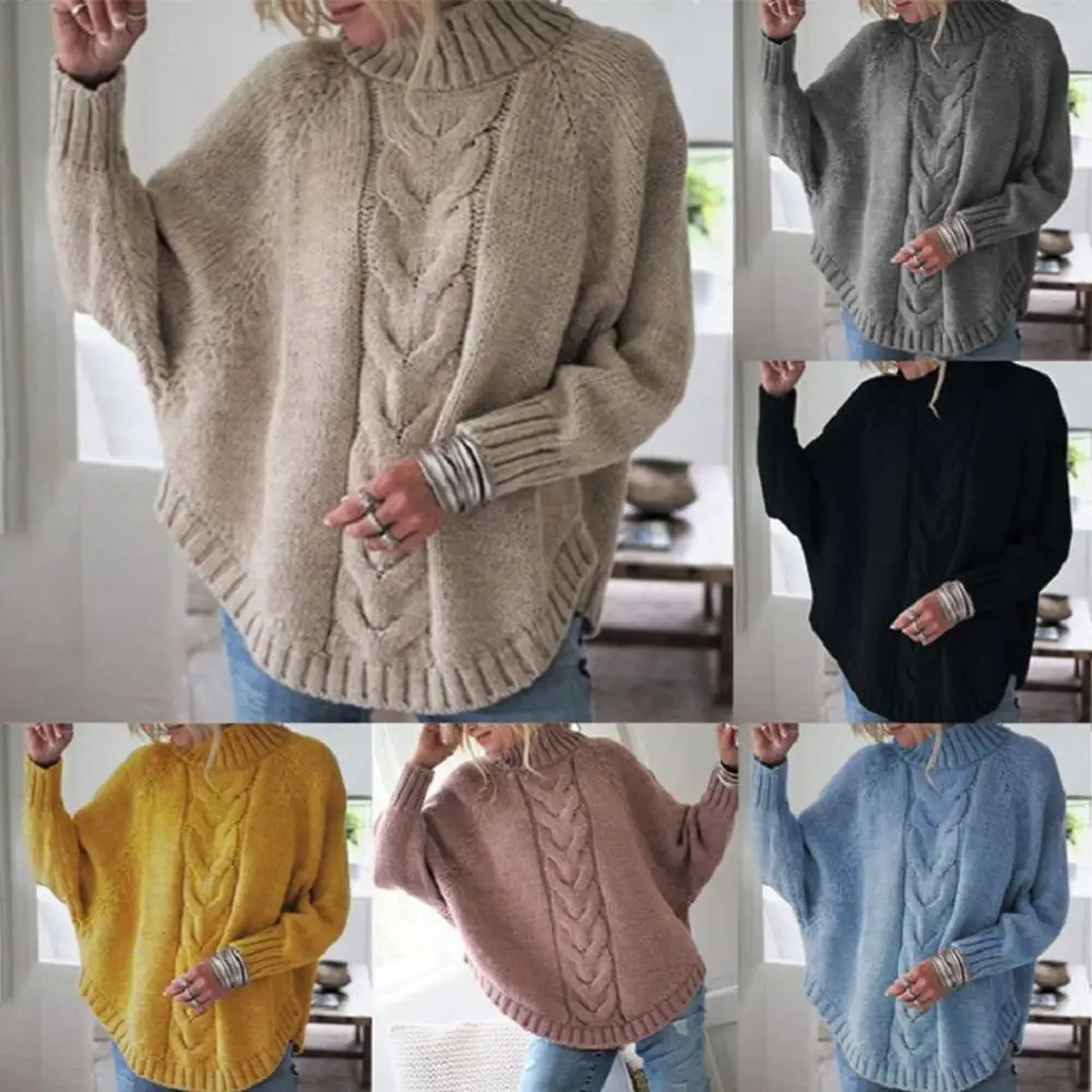 2019 New Solid Color Polyester Spring And Autumn Winter Ladies Bat Sleeve Knit Sweater | Женская одежда
