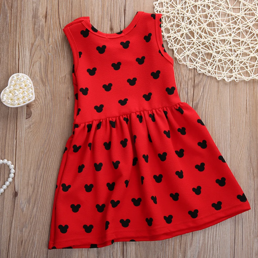 В 2016 году новое платье принцессы для девочек Праздничное в горошек без рукавов и