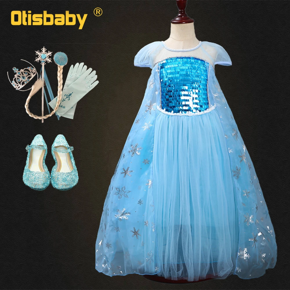 Princess Elsa Dress for Young Girls Children's New Year Party Carnival Snow Queen Costume Cinderella Up Kids | Детская одежда и