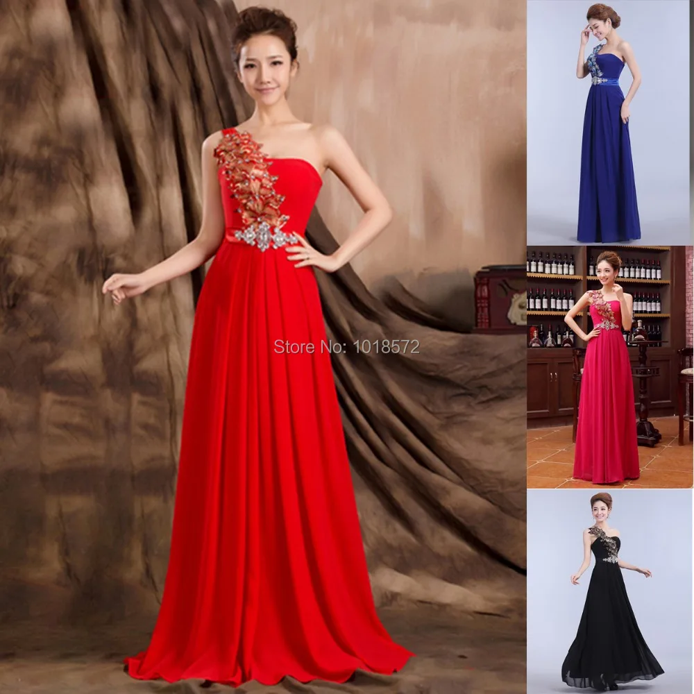 

Brand New Bridesmaid Dresses Elegant Chiffon One Shoulder Ball Prom Party Homecoming/Graduation Formal Dress Long Brides Gown