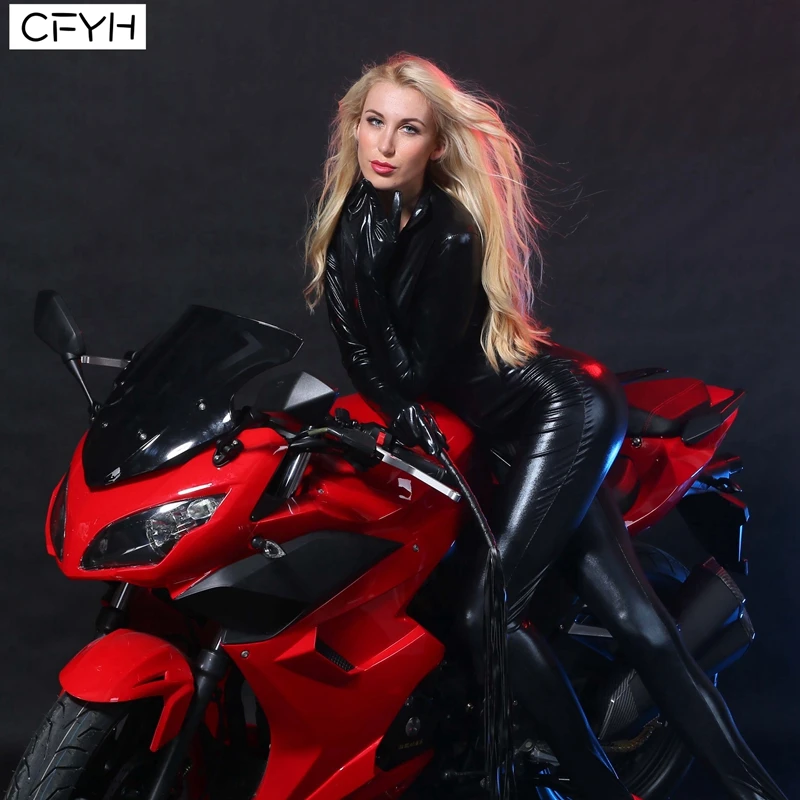 Новое поступление женский сексуальный черный кожаный латексный комбинезон