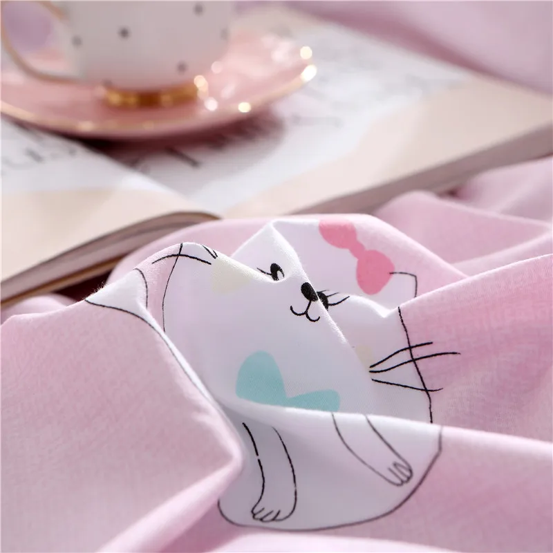 Liv este милый кот мультфильм розовый комплект постельного белья высокое качество