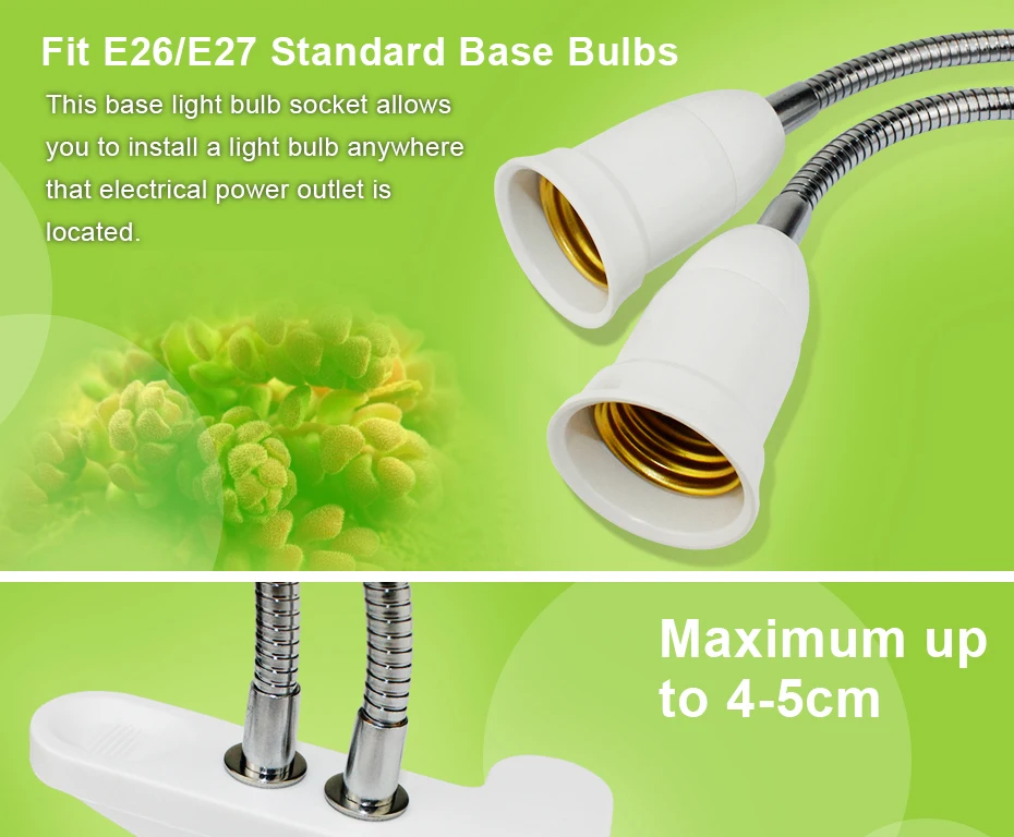 LED Bulb Lamp Holder Socket Adapter Clip Converter for LED Grow Light 360 Degrees Flexible Light Holder With Switch E27