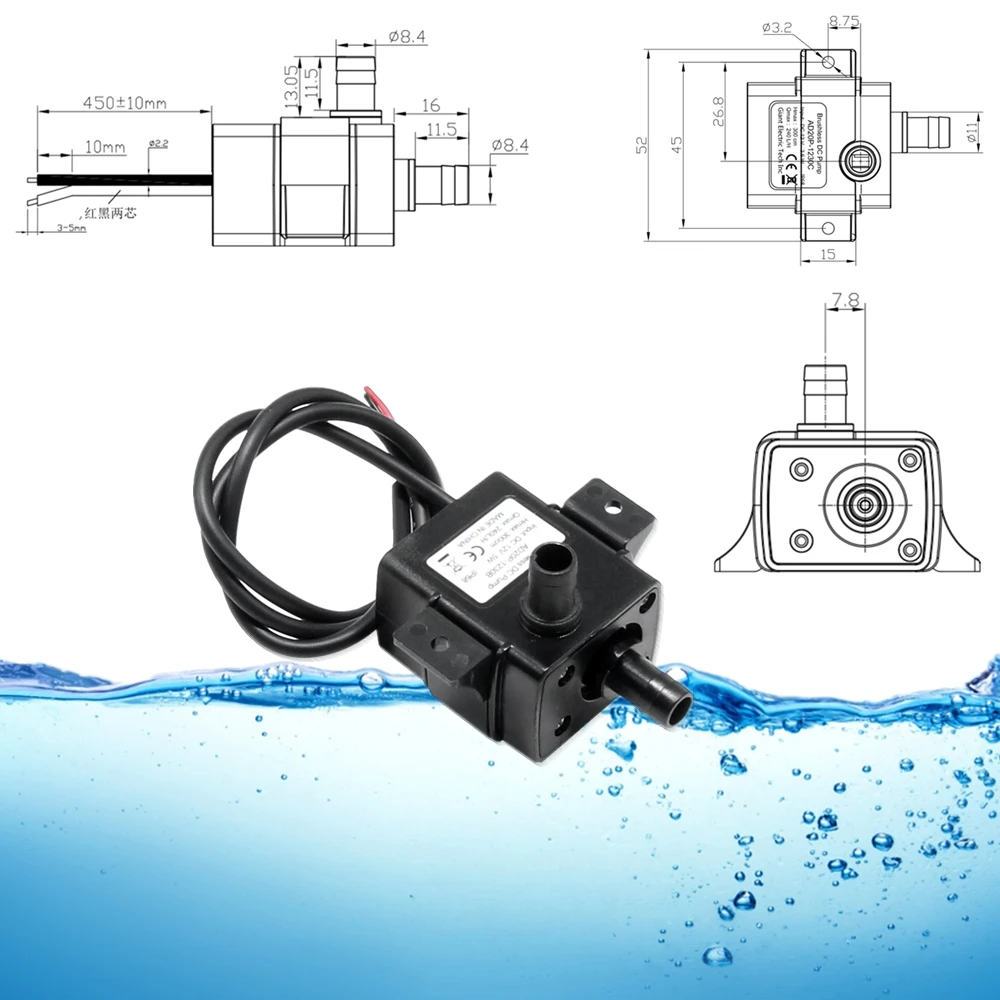 Водяной насос 12 В Ultra quiet4.2W 240 л/ч водостойкий Бесщеточный Погружной водяной мини
