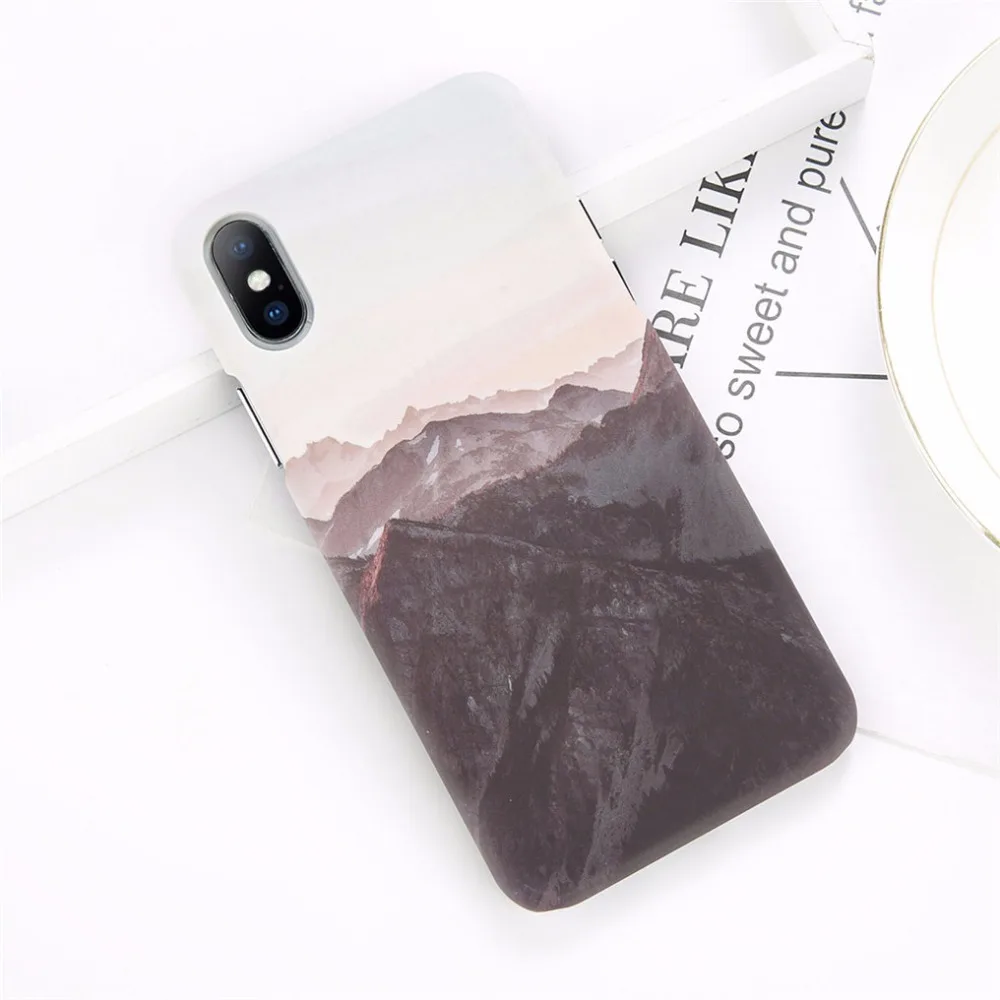 Phone Case For iPhone 8 7 Plus Mountain Peak Forest Back Cover X XS XR Max 6 6S Hard PC Cases Coque | Мобильные телефоны и