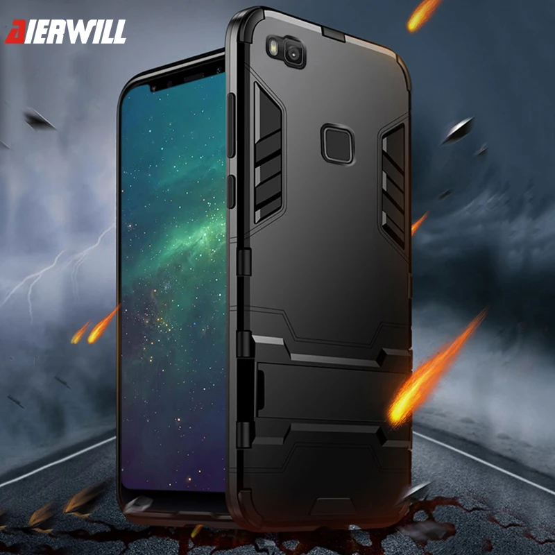 For Huawei P9 lite Case 2016 Soft TPU+PC Hybrid Shockproof Armor Cover Anti-Fall Edge Fundas for | Мобильные телефоны и