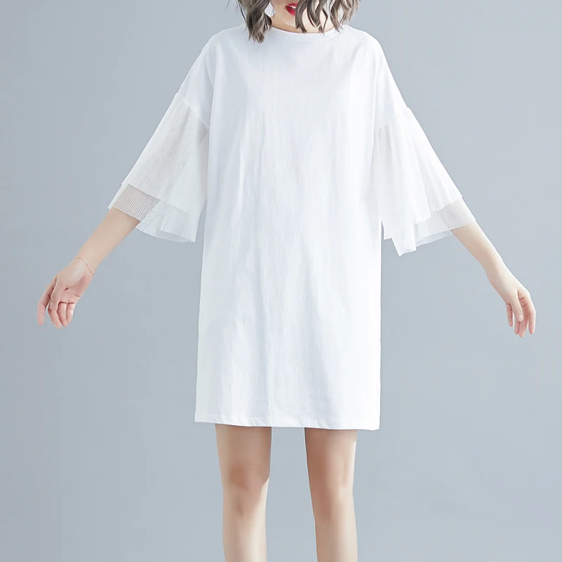 Новинка лета 2019 платье в стиле арт большого размера свободное однотонное