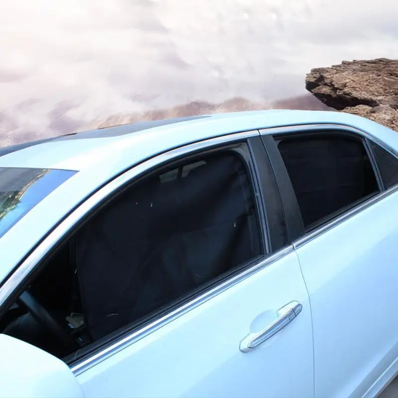 Car Window Sun Shade UV Protector Mesh Fabric Sun Visor Shade Cover Shield Auto Sunshade Curtain Magnet Easy Installation