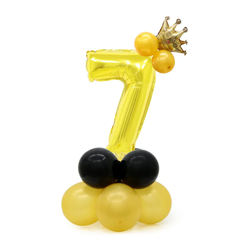 32inch Gold 7 19 шт., детский душ, розовое золото, 32 дюйма, воздушные шары из фольги в виде цифр 1, 2, 3 года, декор для дня рождения, 2,2 г, латексные шары - Цвет: 32inch Gold 7
