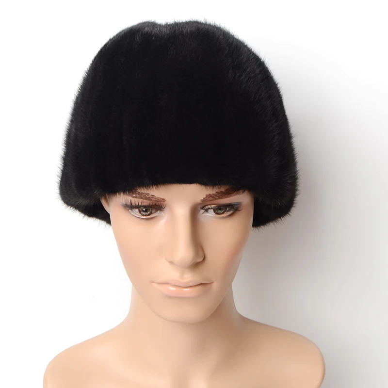 Wucifo 2019 Male Autumn Solid Thicken Bomber Hats Man Winter mink Fur Caps Men Warm Protection Ear Cap Size:56cm-59cm