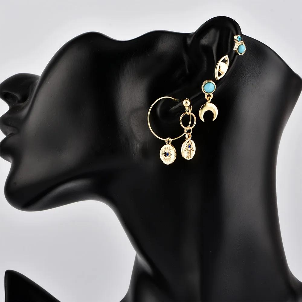 5 шт./компл. богемные модные круглые серьги в форме Луны глаз геометрические