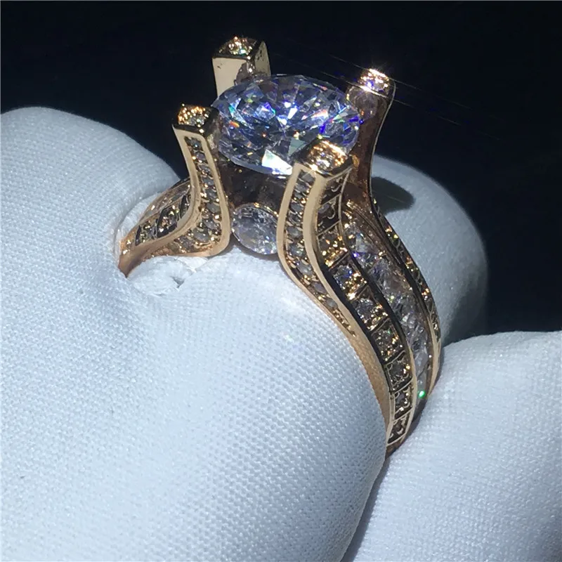 Choucong Винтажное кольцо из розового золота серебро 925 пробы 3ct AAAAA cz обручальные
