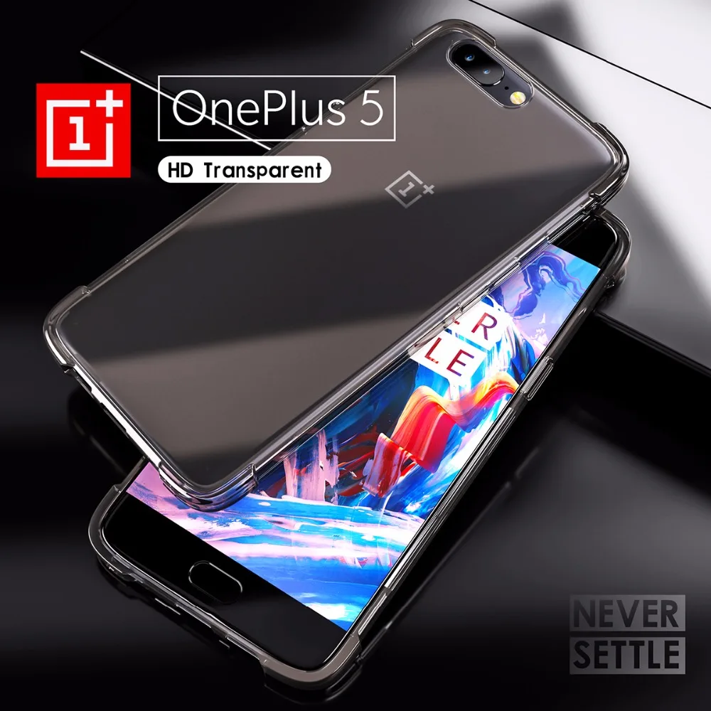 Roybens Anti-Knock Oneplus 3 Cases Original Transparent Clear Cover For 5 Silicone TPU Case One Plus 3T Soft Capa |