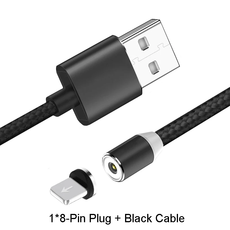 Магнитный кабель MOOJECAL для iPhone XR XS Max, USB Магнитный зарядный кабель для мобильного телефона, кабель Micro USB type C для samsung - Тип штекера: Black IOS Plug