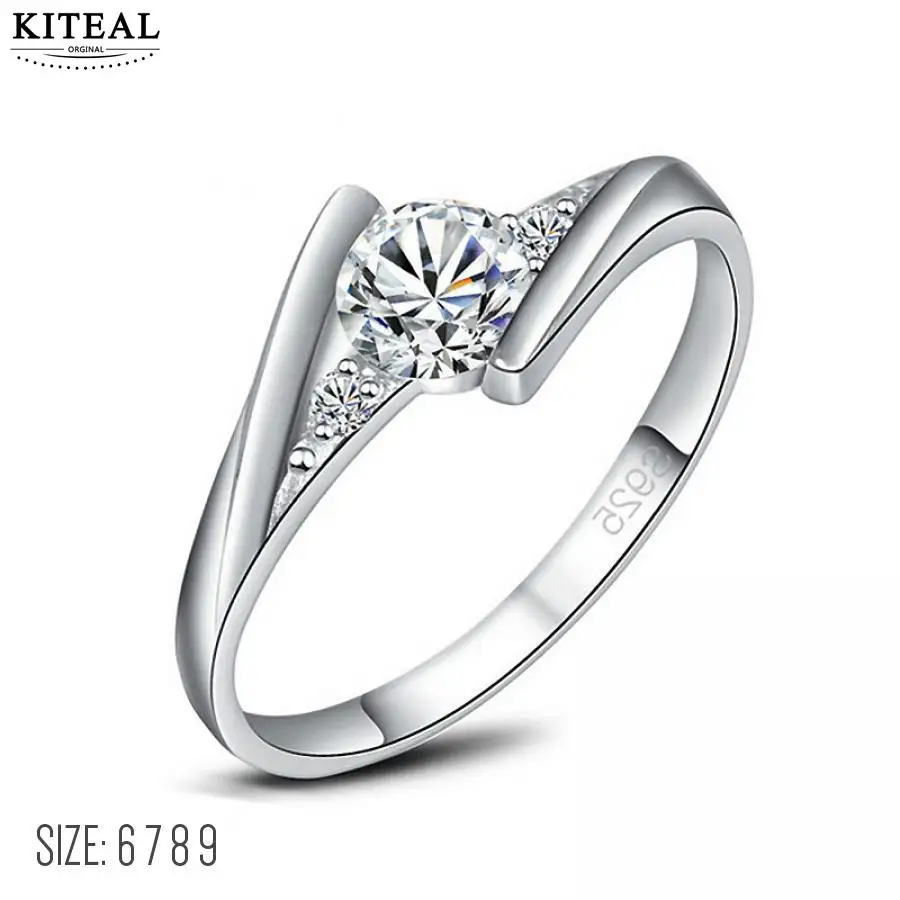 Kiteal Womens Engagement crystal Rings Fashion Silver Jewelery Party Cubic Zircon Ring Wholesale Alyans Bayan 925 stamp Yr023