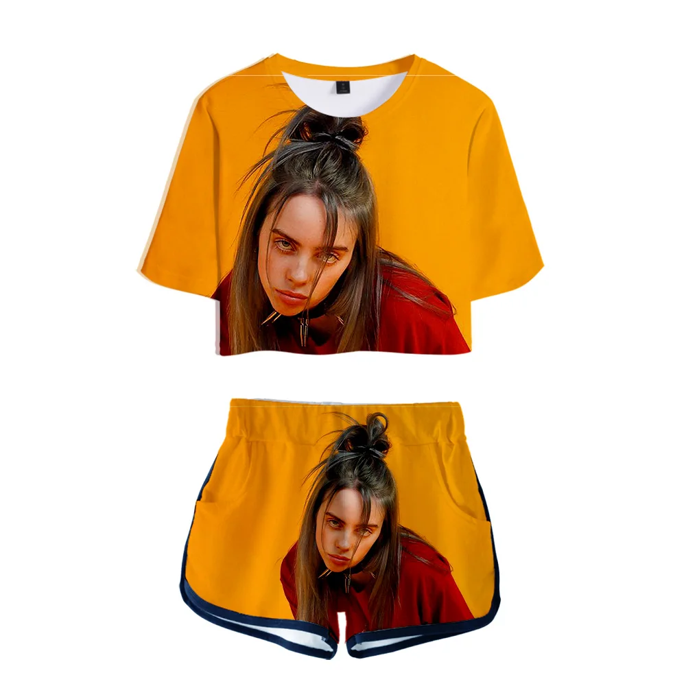 Kpop 3D Billie Eilish комплект из двух предметов женские пижамы футболка шорты