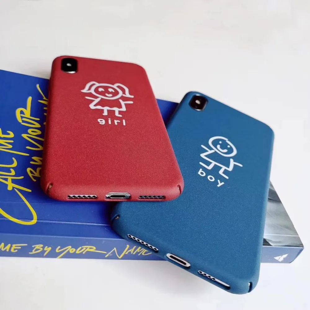 Zxtrby Cute Boy Girl Phone Case For iphone 6 6S Plus 7 8 X XR XS Max Matte hard PC Couples Back Cover Capa Coque Funda |