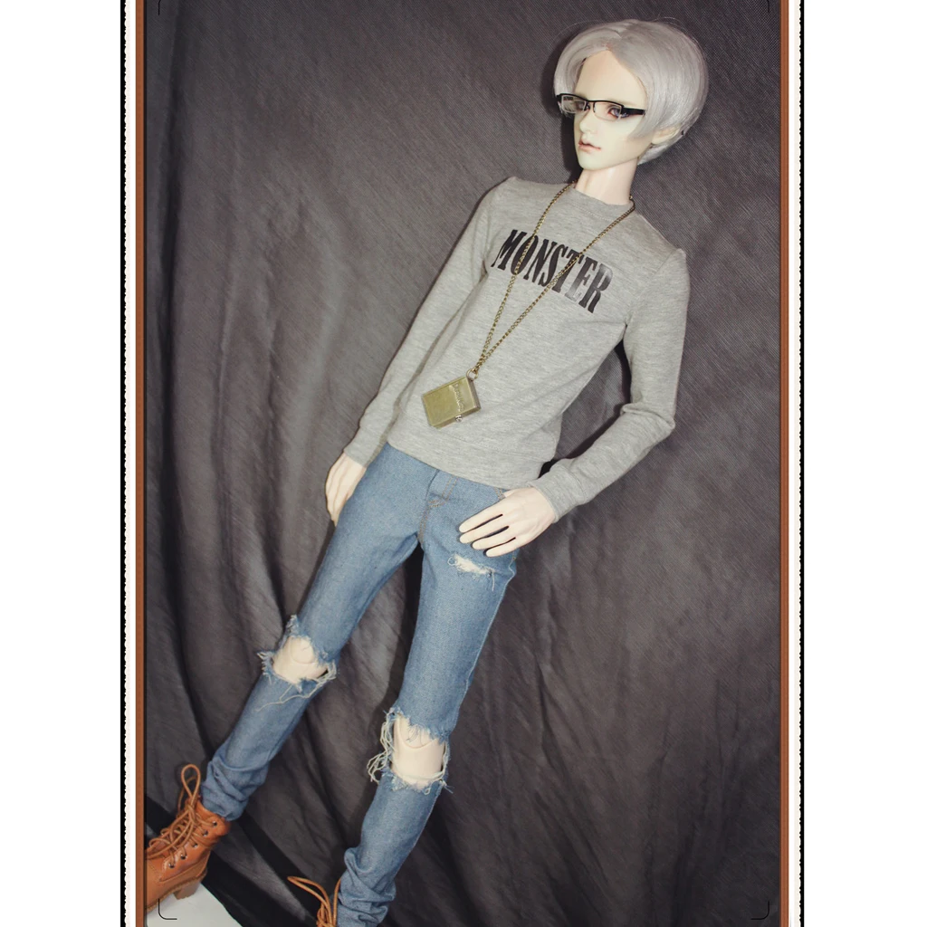 Мода 1/3 BJD футболка с длинным рукавом рваные джинсы комплект одежды аксессуар для