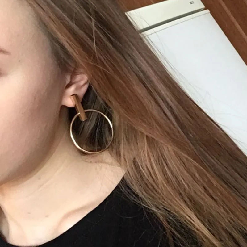 Серьги кольца женские большого размера с геометрическим рисунком|earring gemstone|earring
