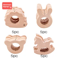 mamihome 20pc baby wooden animal teether with holes beech rodent pacifier chain pendant bpa free teething toys childrens goods
