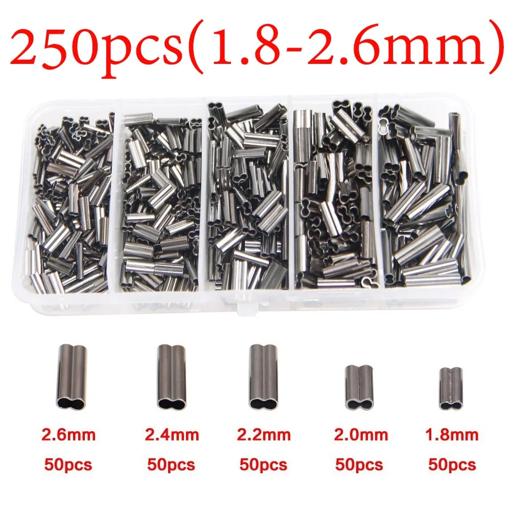 250pcs Гиена 500 шт 0,8 мм-1,6 мм набор обжимных втулок 250 шт 1,8 мм-2,6 мм набор обжимных втулок двойные овальные медные обжимные втулки - Цвет: 250pcs