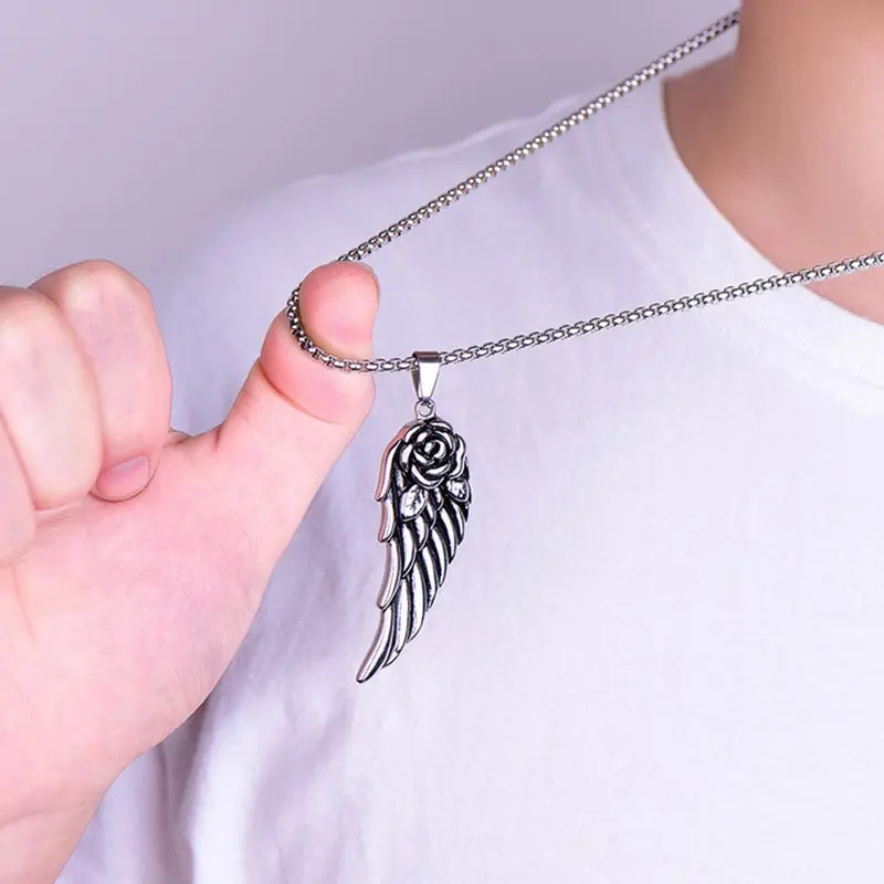 ZFVB винтажные Розовое Перо ювелирные ожерелья с кулоном из нержавеющей стали