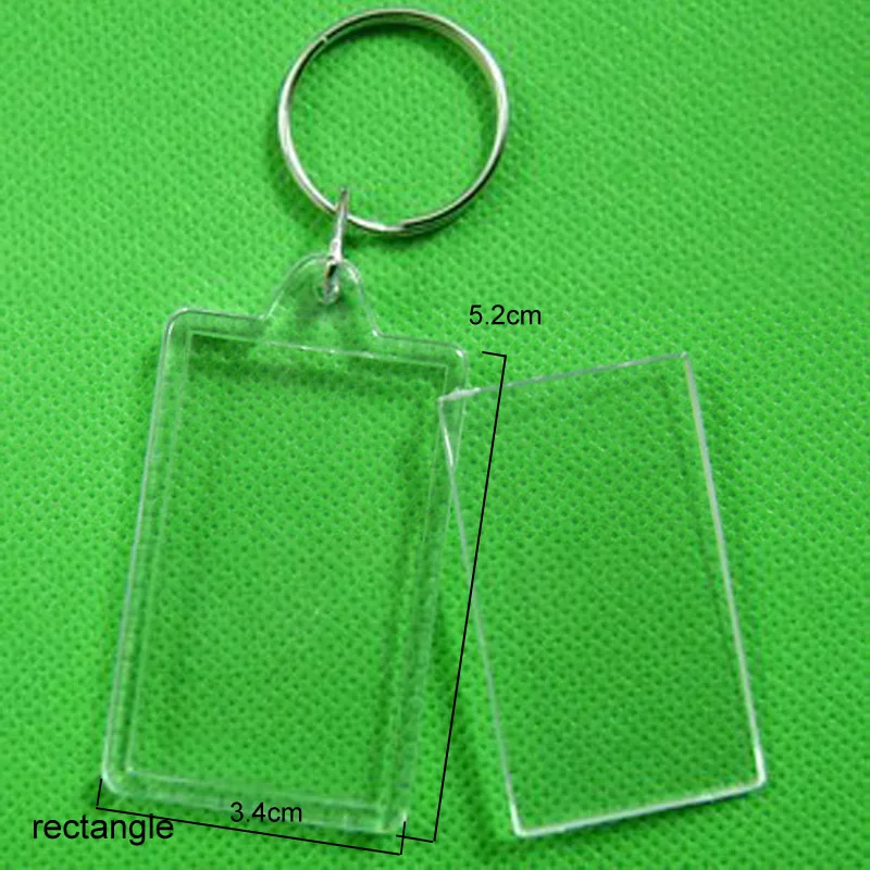 rectangular DIY Алмазная картина мозаика вышивка кольцо для ключей Сплит Кольца прозрачная фоторамка пластиковый брелок крестиком подарок - Цвет: rectangular