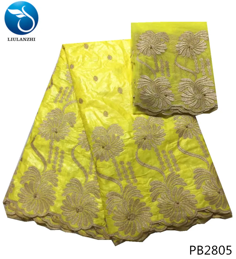 

LIULANZHI white bazin fabric 2019 jacquard fabric guangzhou lace fabric for clothing 5+2yards/lot wholesales fabrics PB28