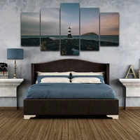 hd printed pictures unframed canvas wall art home decoration 5 pieces lighthouse reef dusk seacape for living room painting