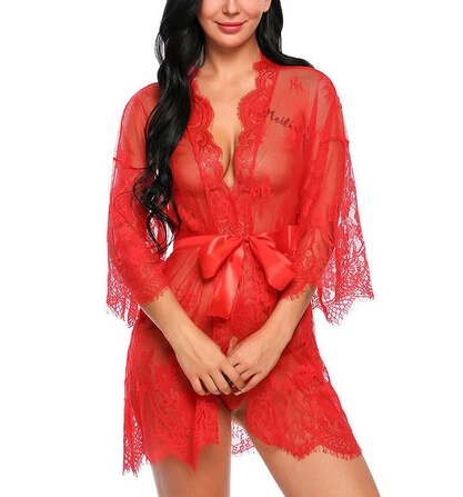 Горячее сексуальное женское белье Babydoll эротическая Пижама женская кружевная прозрачная v-образная пижама халаты с стрингами Babydoll женская одежда для сна