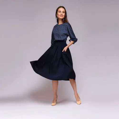 2019 в винтажном стиле горошек платье с длинными рукавами и круглым вырезом халат