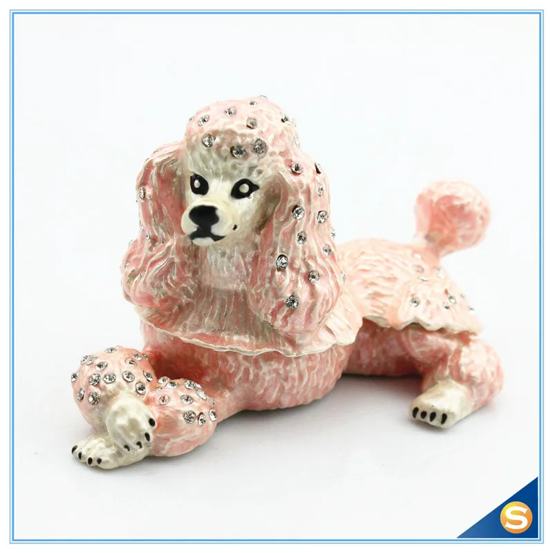 Оптовая продажа Пудель инкрустированная Ювелирная шкатулка винтажные