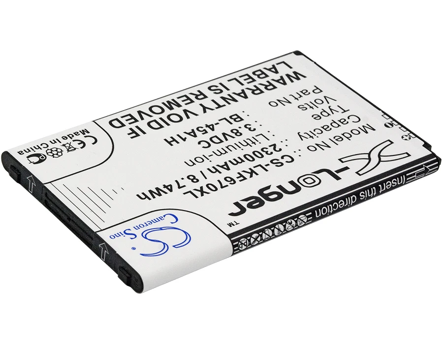 Аккумулятор Cameron Sino 2300 мАч для LG F670 F670K F670L F670S K10 K410 K420N K425 K428 K430 K430N KG10 L61AL L62VL Q10|2300mah