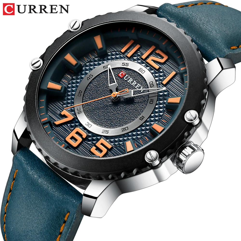 

CURREN New Casual Leather Watch for Men Style Sport Quartz Wristwatches Relojes Hombre Unique Design Clock Male Watches