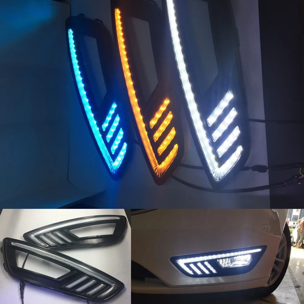 Автомобильные мигающие 2 шт. для Ford Focus 3 светодиодный DRL дневные ходовые огни дневной свет водонепроницаемый с поворотником