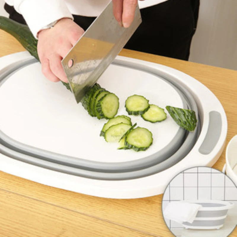 Foldable Cutting Board Multi-function Chopping Blocks Flexible Vegetable Fruit Washing Basket Sink Kitchen Accessories | Дом и сад