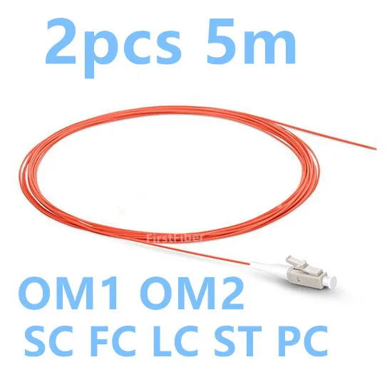 FirstFiber 2 шт. 5 м Пигтейл LC/SC/FC/ST PC UPC OM1/OM2 многомодовый оптоволоконный пигтейл 0 9 мм