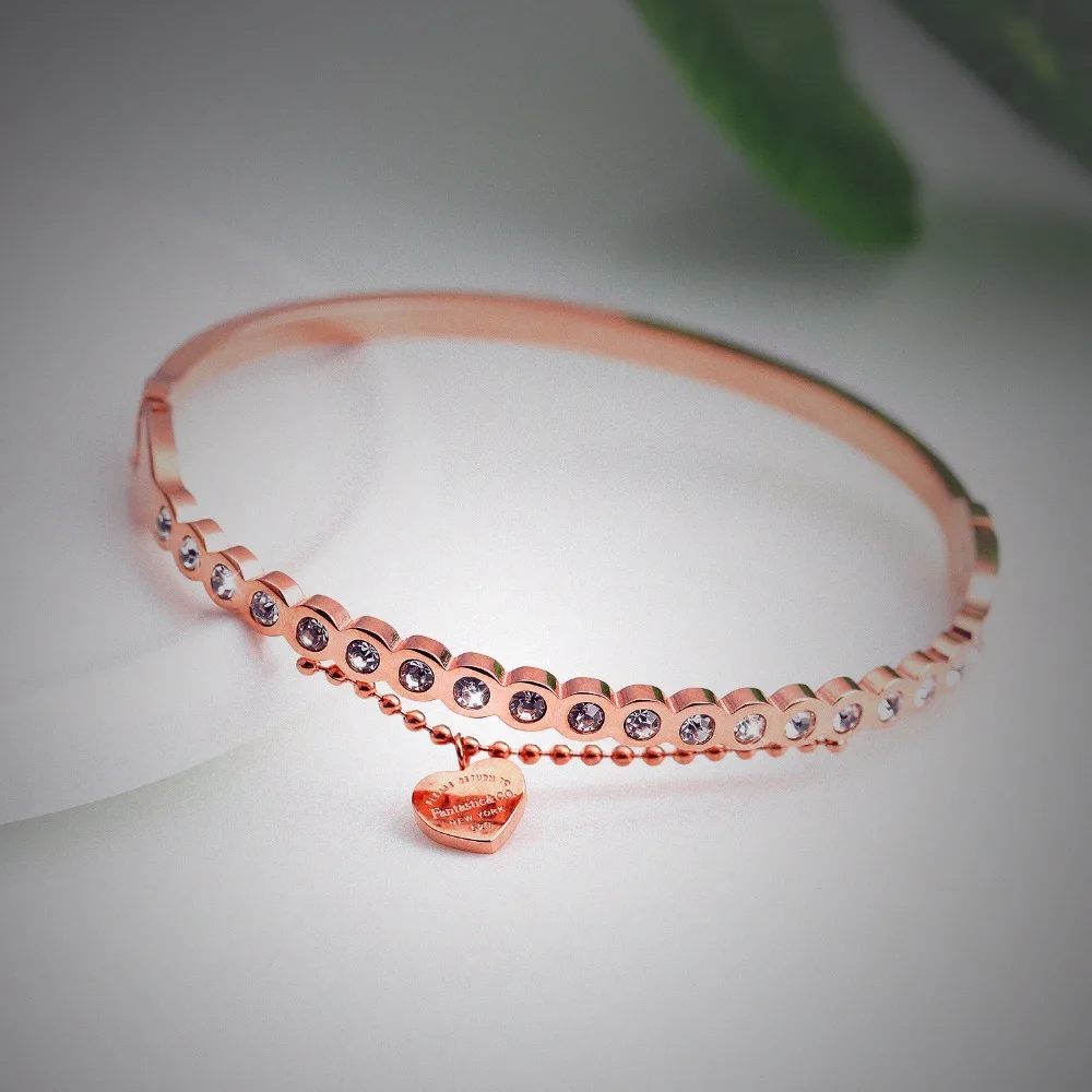 2016 Новый Дизайн Бренда Ювелирные Изделия Сердце CZ Кристалл Винт Браслет Розового