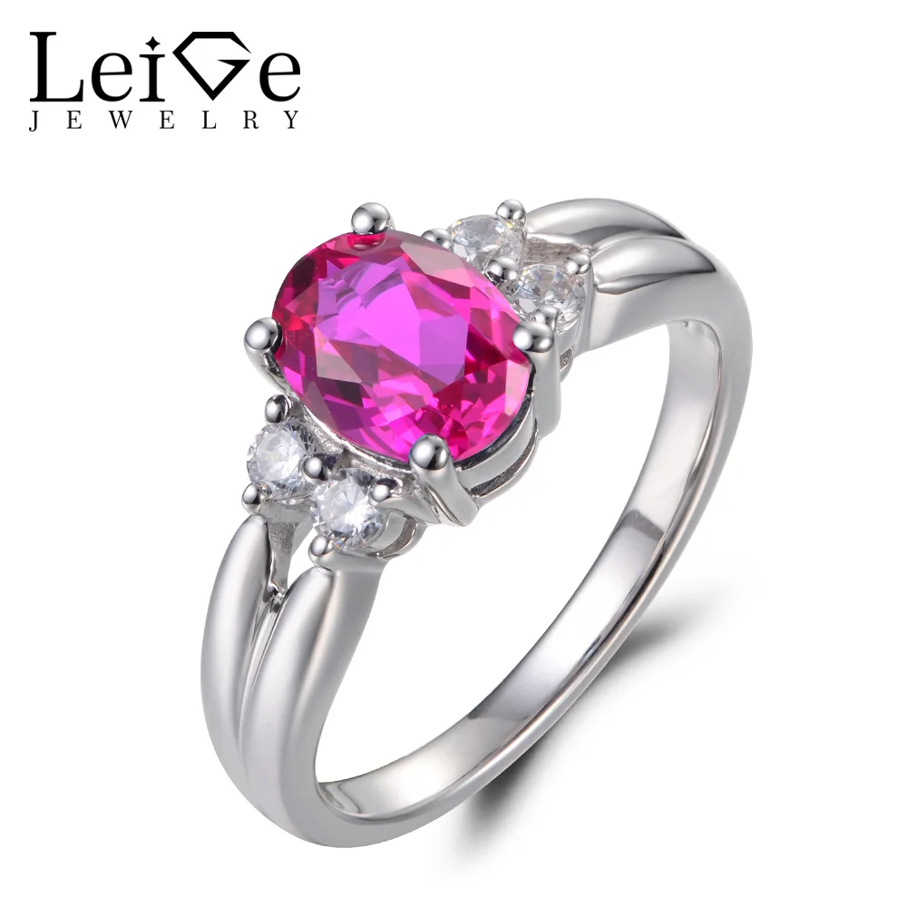 Leige Jewelry Ruby Wedding Rings Oval Cut Red Gemstone Ring July Birthstone 925 Sterling Silver Fashion Fine for Women | Украшения и