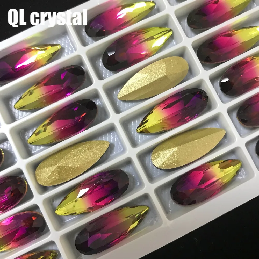 QL Crystal Tourmaline Glass 10x20mm Drops Pointback Fancy Stone for DIY garment bags shoes Jewelry accessory | Дом и сад