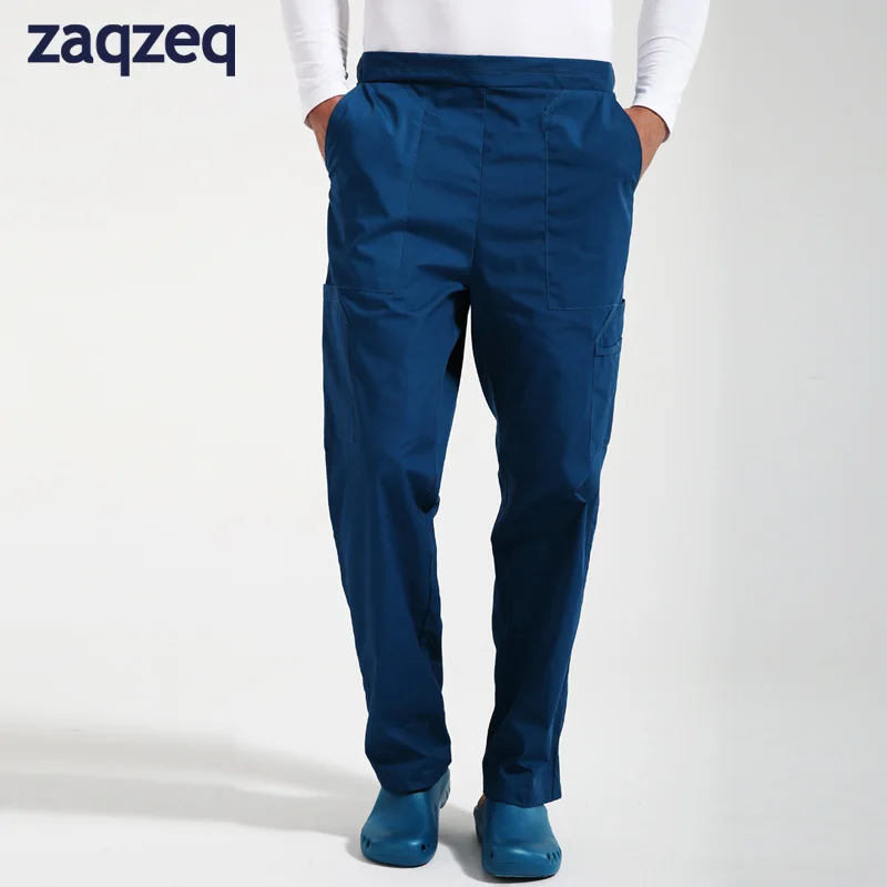 Navy color Классические брюки санитара на шнурке унисекс - Цвет: Navy color