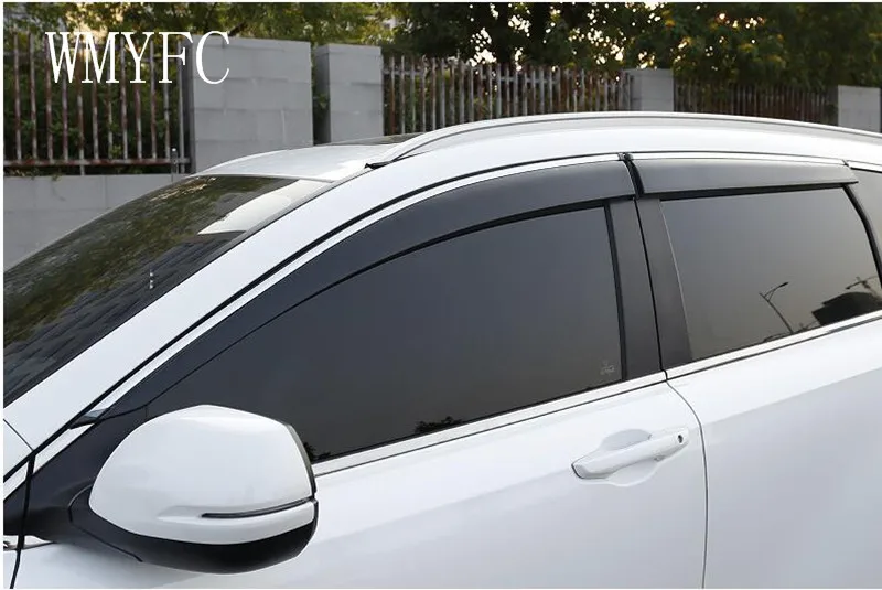 

For Honda CR-V CRV 2017 2018 Plastic Window Visor Sun Guard Rain Vent Deflector Shield Accessories With Side-Silver Chromed 4pcs