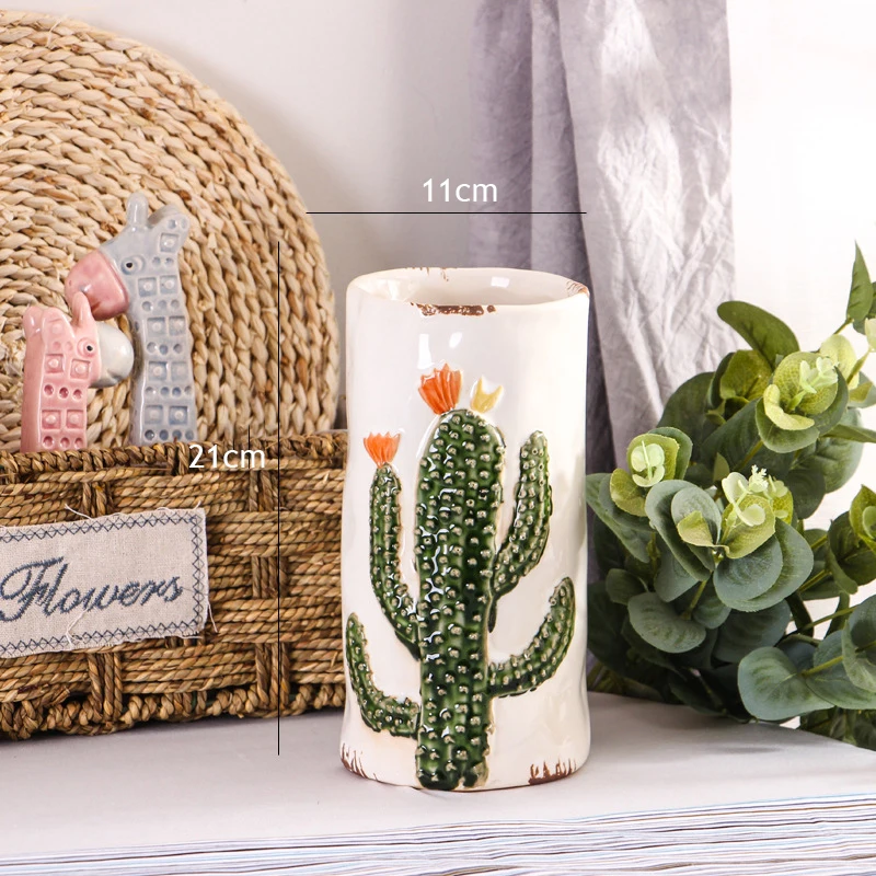 1 шт. кактус Дизайн ваза Керамика Ретро Стиль Ваза фарфоровая гидропоники