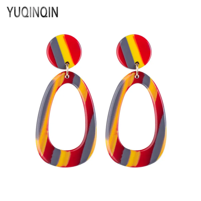 Классические висячие серьги YUQINQIN для женщин акриловые женские полимерные