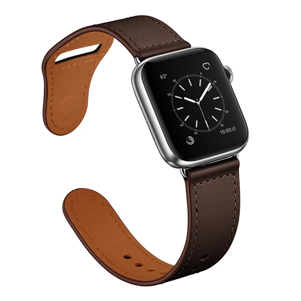 Ремешок из натуральной кожи для часов Apple Watch Band для iwatch series 4 3 2 1 Модель 38 мм 42 мм 40 мм 44 мм Высокое качество - Цвет ремешка: Dark Brown