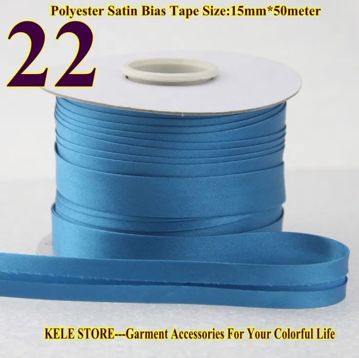 22 turquoise blue Полиэфирная атласная косая лента Размер: 15 мм Ширина: 5/" 50 м/лот ручная работа,$7/50 метров темно-синий желтый темно-красный - Цвет: 22 turquoise blue