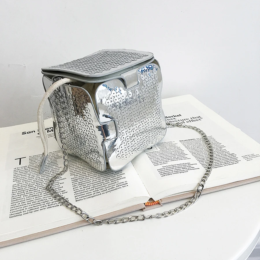 Модные Sequines Box стильные женские сумки на плечо роскошные Сумки из искусственной