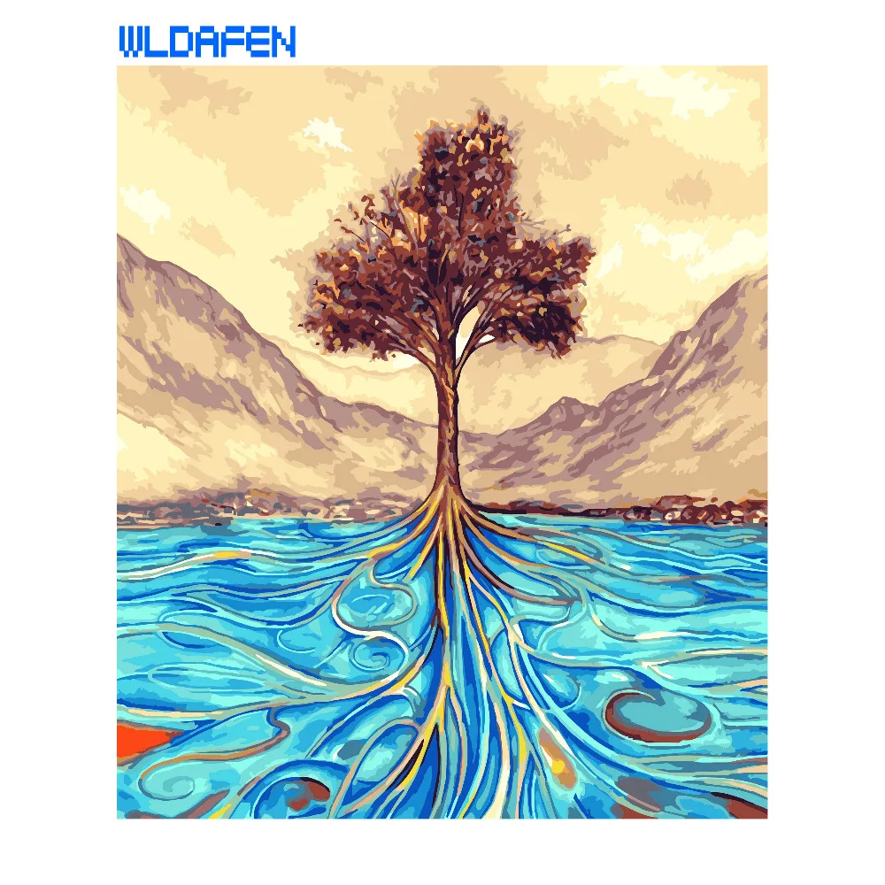 

Frameless Picture DIY Painting By Numbers Sexy Trees Landscape Handpainted Oil For Home Decor Box Send 40x50cm