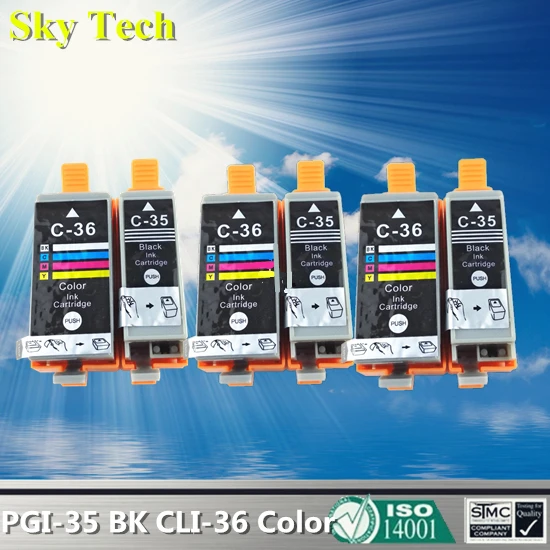 Совместимые чернильные картриджи 6X PGI35 CLI36 для Canon PGI 35 CLI 36 IP100B IP100 mini260 mini320 / с